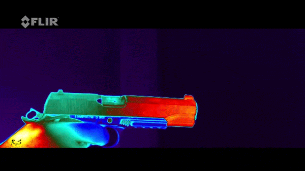 Thermal imaging of a pistol being fired