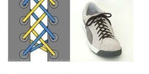 Several ways to tie shoes.