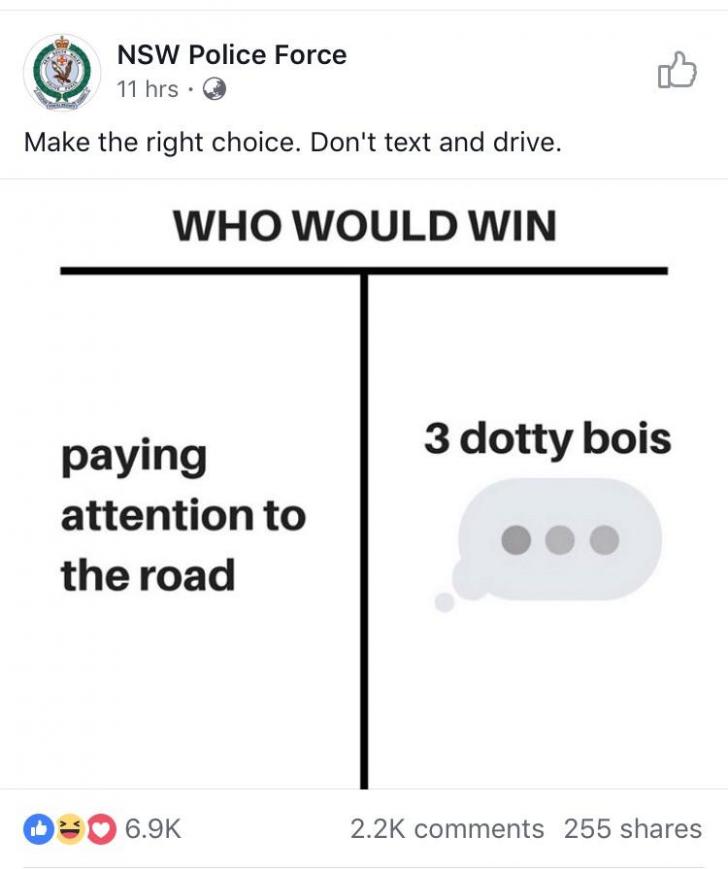 Make the right choice. Don't text and drive...