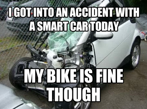 I got into an accident with a smart car today...