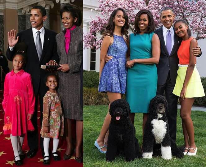 The Obamas, then and now