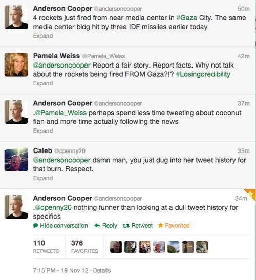 Anderson Cooper knows how to burn.