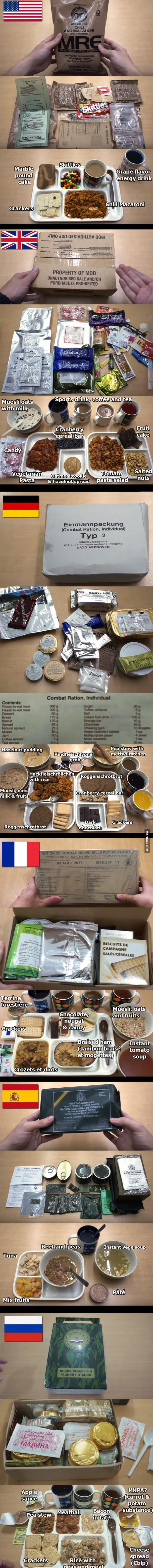 Military field rations from 6 nations