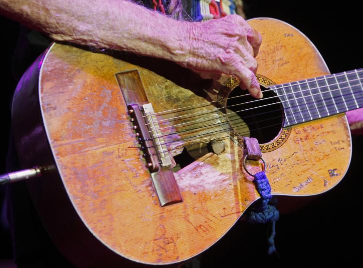 Willie Nelson's guitar after 48 years of use.