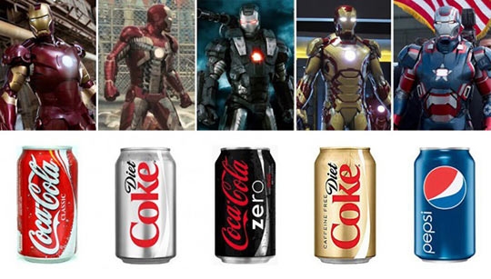 The many ads of Iron Man.