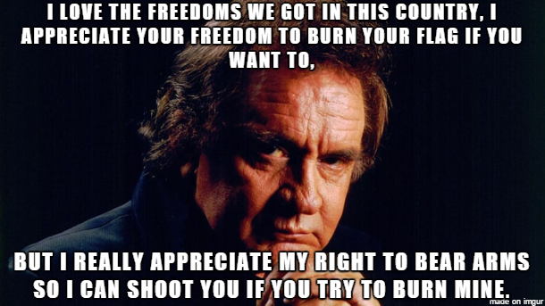 Johnny Cash's stance on the First and Second Amendment to the U.S. Constitution.