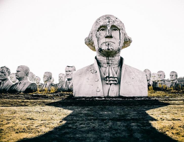 Abandoned busts of US presidents