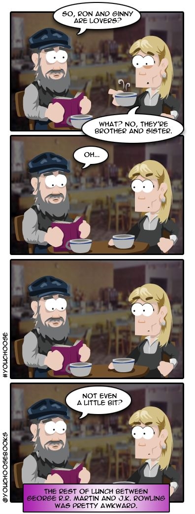 George R. R. Martin has lunch with JK Rowling