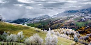 Frost over a Romanian village.