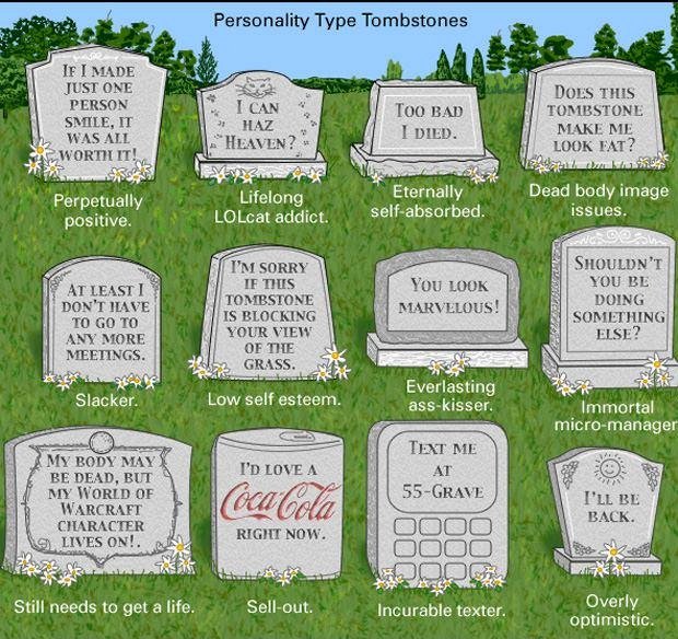 Personality Type Tombstones