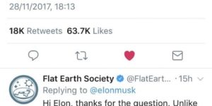 Elon Musk gets owned by Flat Earth Society