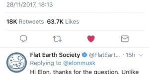 Elon Musk gets owned by Flat Earth Society