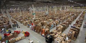 What it looks like inside an Amazon distribution center.