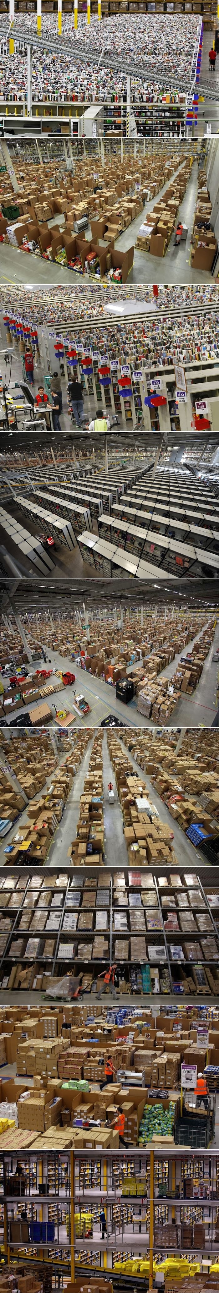 What it looks like inside an Amazon distribution center.