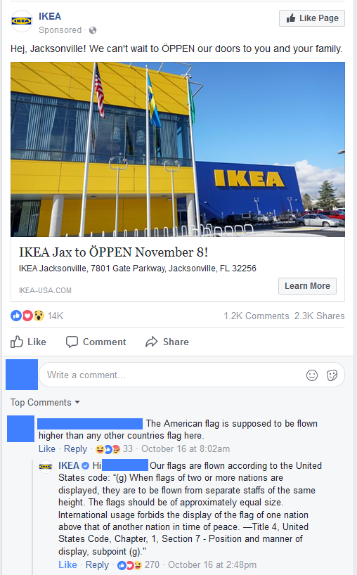 IKEA correcting a concerned American