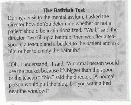 The bathtub test.