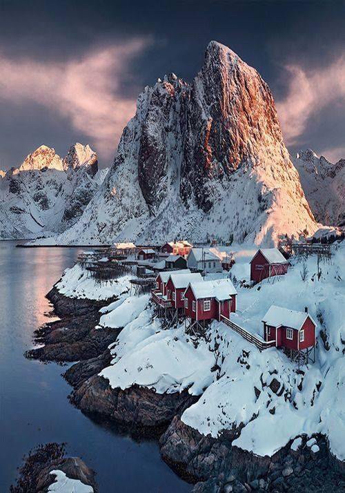 Sunset in Lofoten, Norway.