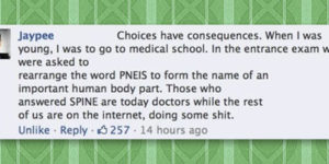 Med school entrance exam.