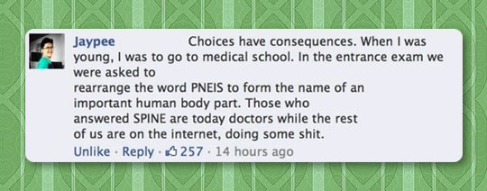 Med school entrance exam.