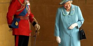 The Queen having a giggle at Prince Philip dressed as a Queen’s guardsman