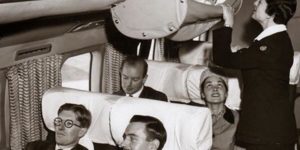 This is how babies used to fly on airplanes.