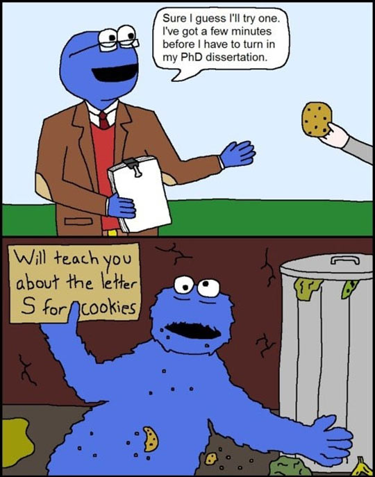The previous life of Cookie Monster.