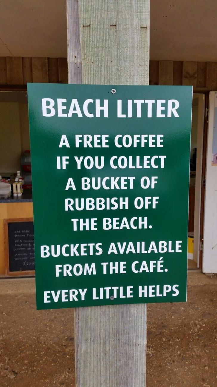 Free coffee in exchange for some rubbish