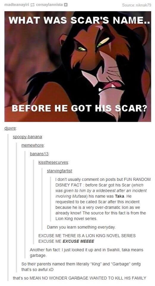 Mind Blown - What was Scar's name before he got his scar?