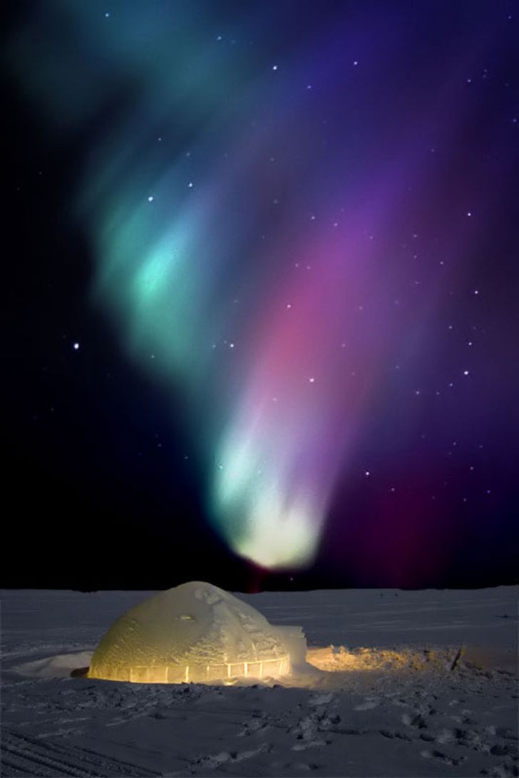 An Igloo under the Northern Lights