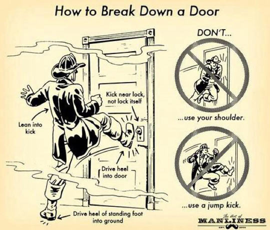 How to break down a door.