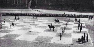 Human chess in 1924 at St. Petersburg, Russia