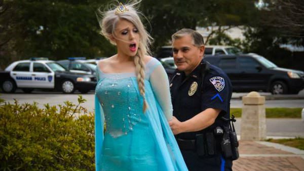 Elsa being arrested