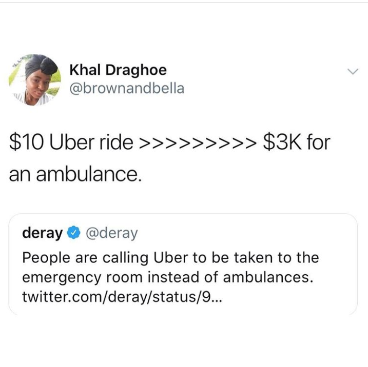 $10 Uber ride > $3K for an ambulance