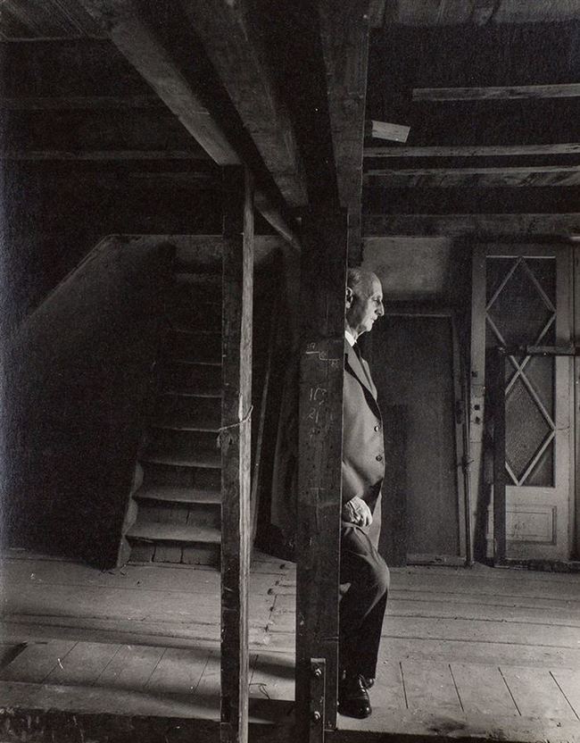 Anne Frank's father Otto revisiting the attic where they hid from the Nazis.