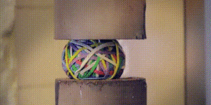 What 100,000 lb of force looks like on a rubber band ball.