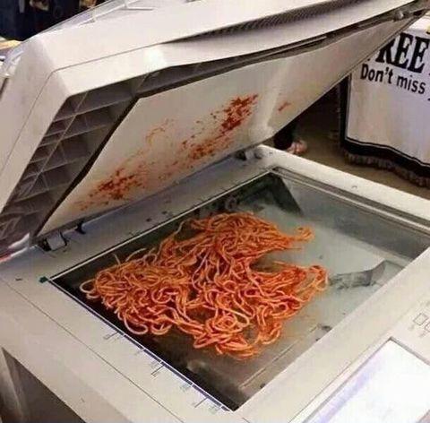 1998. This guy photocopied his spaghetti to show some  friends what he was eating