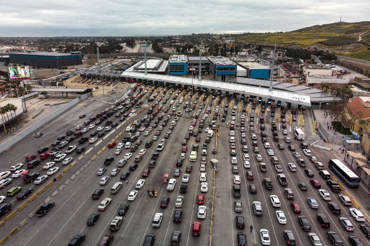 Drone shot of the Chick-Fil-A drive-thru.