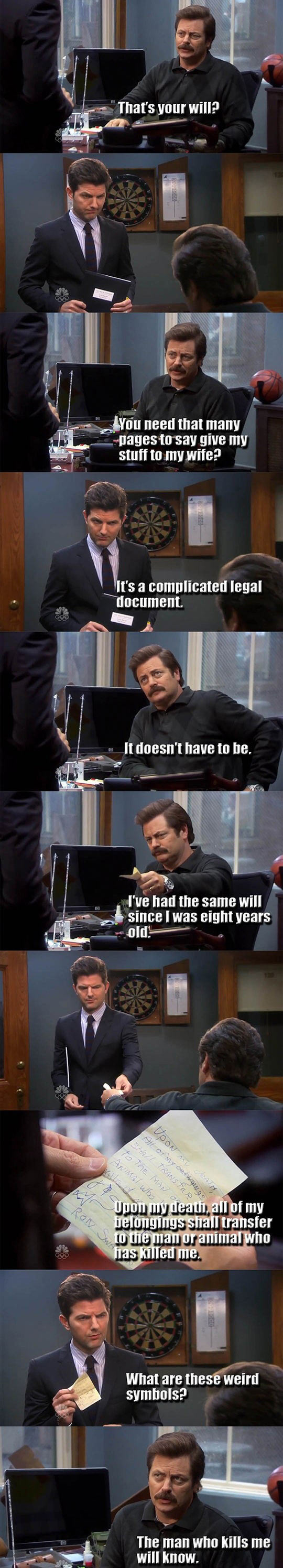 Ron Swanson's Unique Will