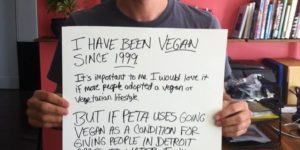 This was a response to PETA’s “offer” to pay Detroit familys’ bills… but only if they become vegan.