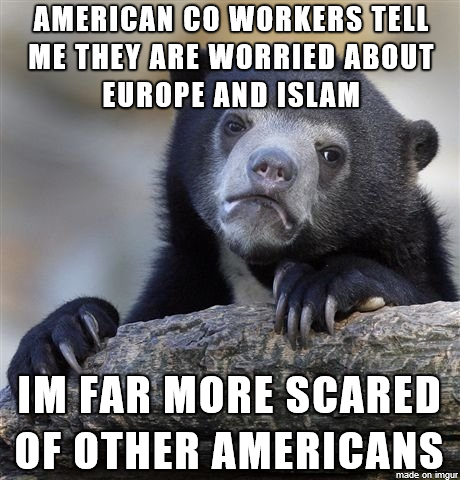 As a Brit who travels to the USA for work, I keep hearing how worried Americans are about Islamic terrorism in Europe. I tend to keep quiet, but...