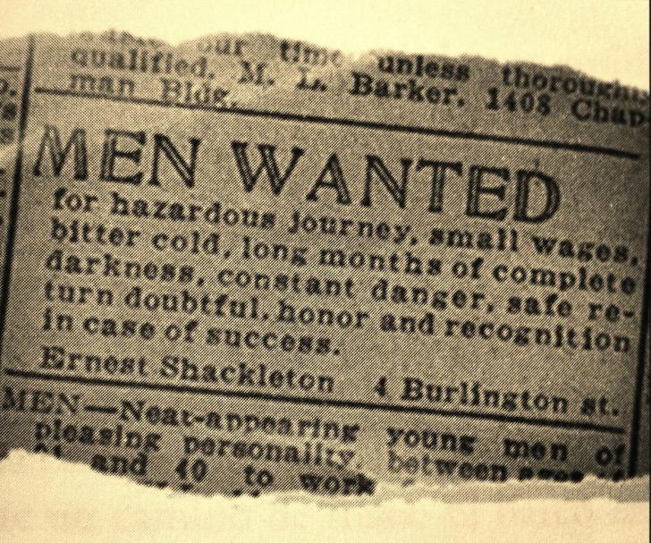 Men wanted (South Pole expedition, 1907)