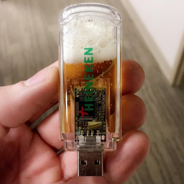 This Heineken USB drive has Heineken in it.