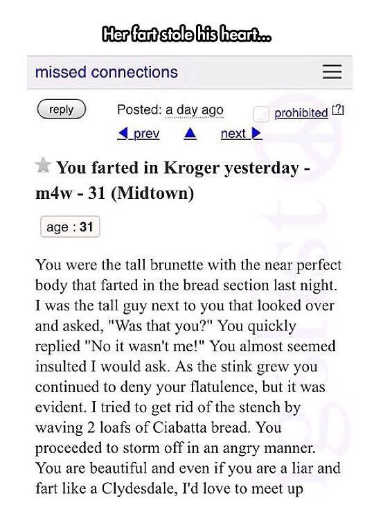 You farted in Kroger yesterday...