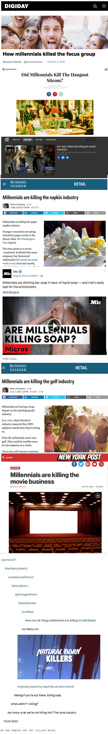 Things millennials are killing