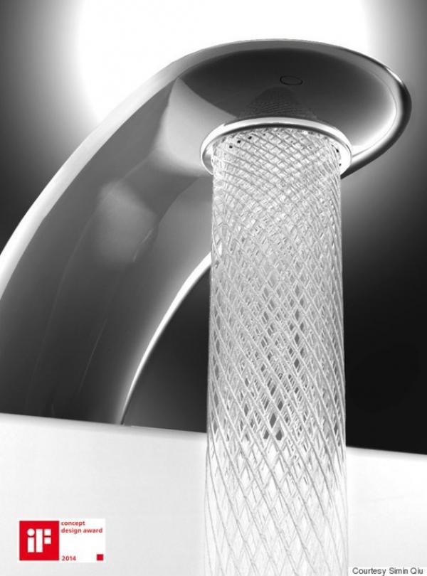 Faucet releases water in a swirling pattern, reduces usage by 15%