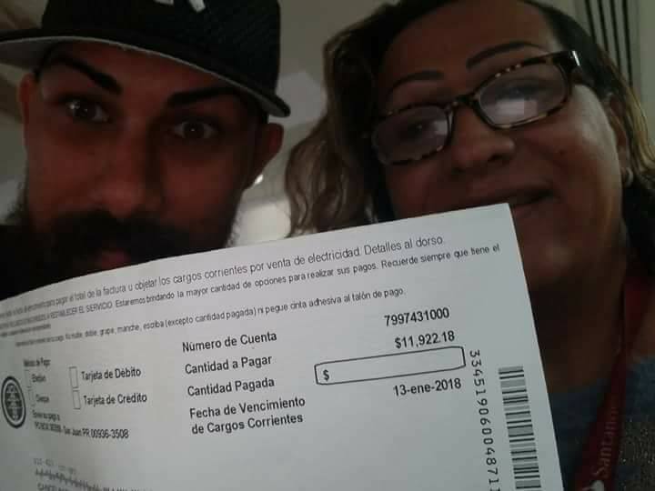 The utility bill of a couple in Puerto Rico after 3 months of having no electricity.