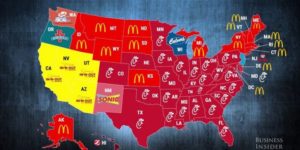 Most popular fast food joints by state.