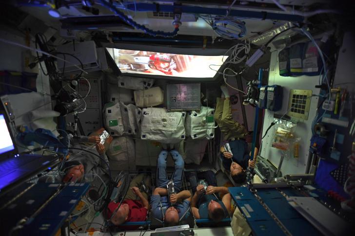 ISS crew watching Star Wars in space