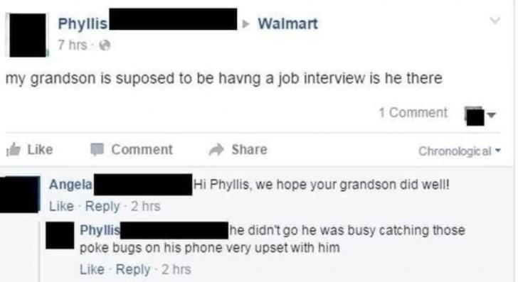 Disappointed gran.