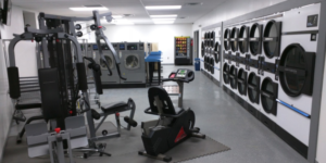 My local laundromat has gym equipment to use as you are waiting for your load to finish